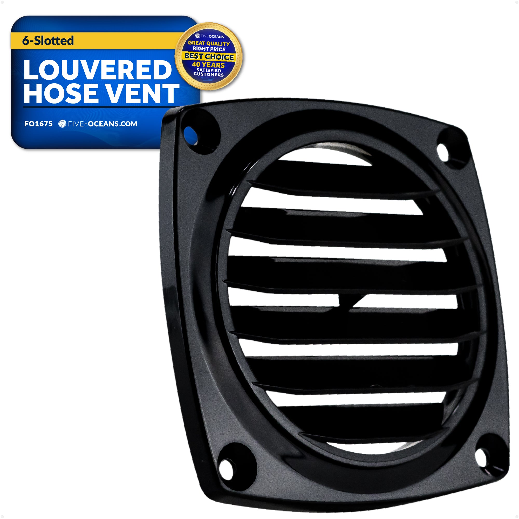 Louvered Flush Hose Ventilators, 6 slots, Black - FO1675