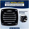 6-Slotted Louvered Flush Hose Ventilators, 3" Hose Diameter, Black - FO1675 - Five Oceans