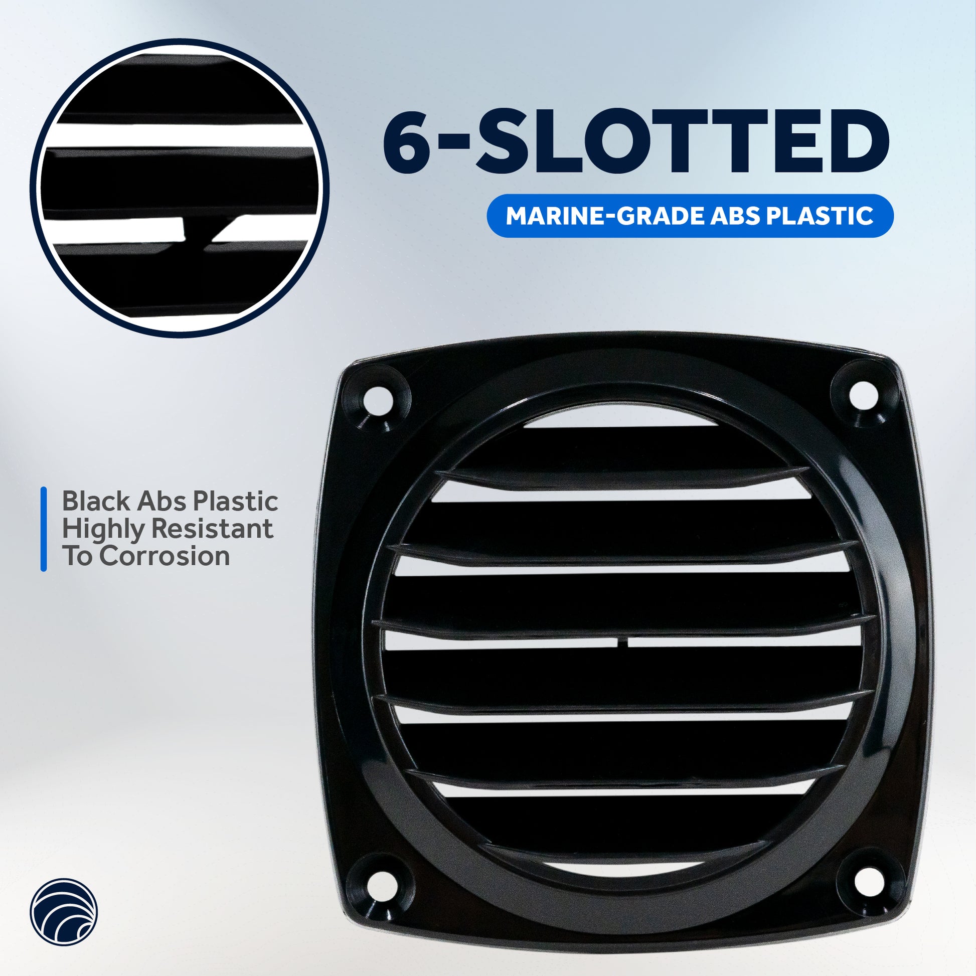 Louvered Flush Hose Ventilators, 6 slots, Black - FO1675 - Five Oceans