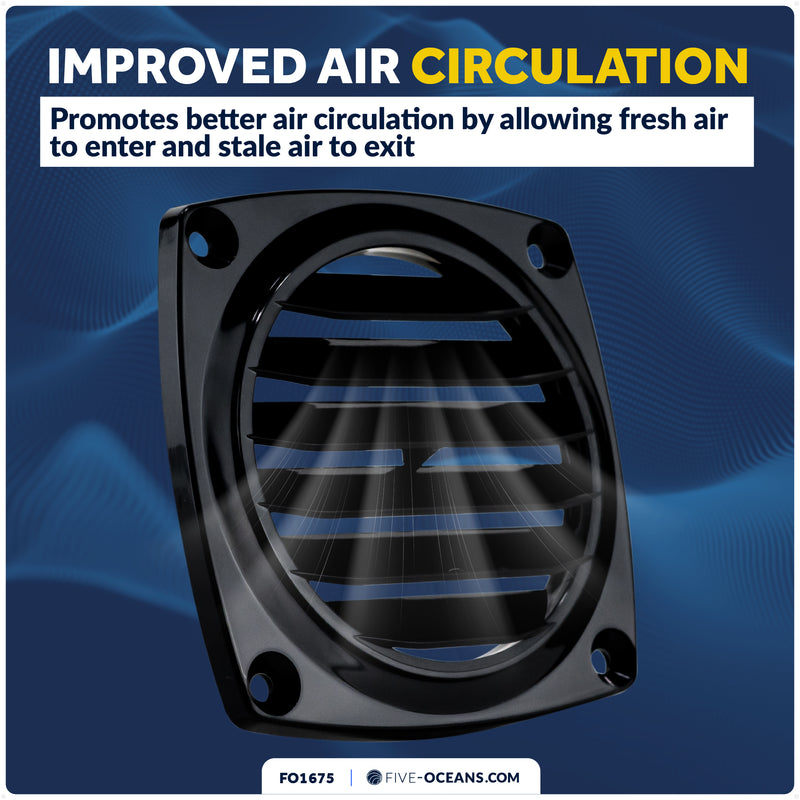 6-Slotted Louvered Flush Hose Ventilators, 3" Hose Diameter, Black - FO1675 - Five Oceans
