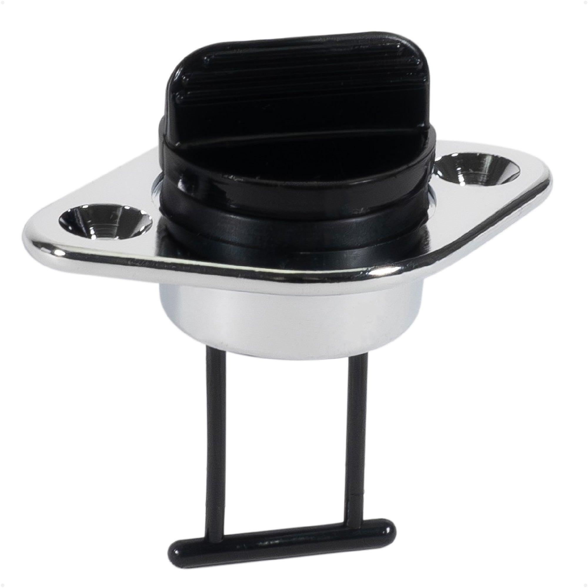 Garboard Drain Plug For 1-1/4" Transom Hole, Chrome Plated Brass/Black Nylon - FO1682 - Five Oceans