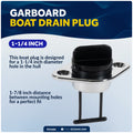 Garboard Drain Plug For 1-1/4" Transom Hole, Chrome Plated Brass/Black Nylon - FO1682 - Five Oceans
