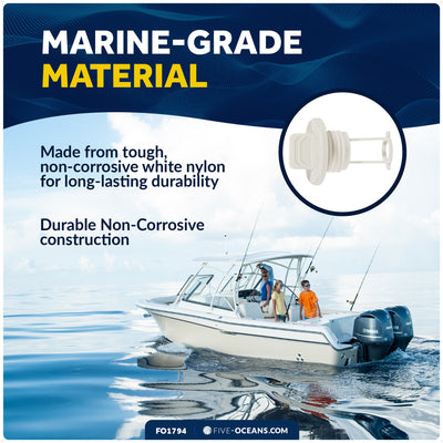 Garboard Drain Plug For 1" Transom Hole, White Nylon - FO1794 - Five Oceans