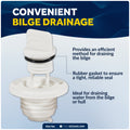 Garboard Drain Plug For 1" Transom Hole, White Nylon - FO1794 - Five Oceans