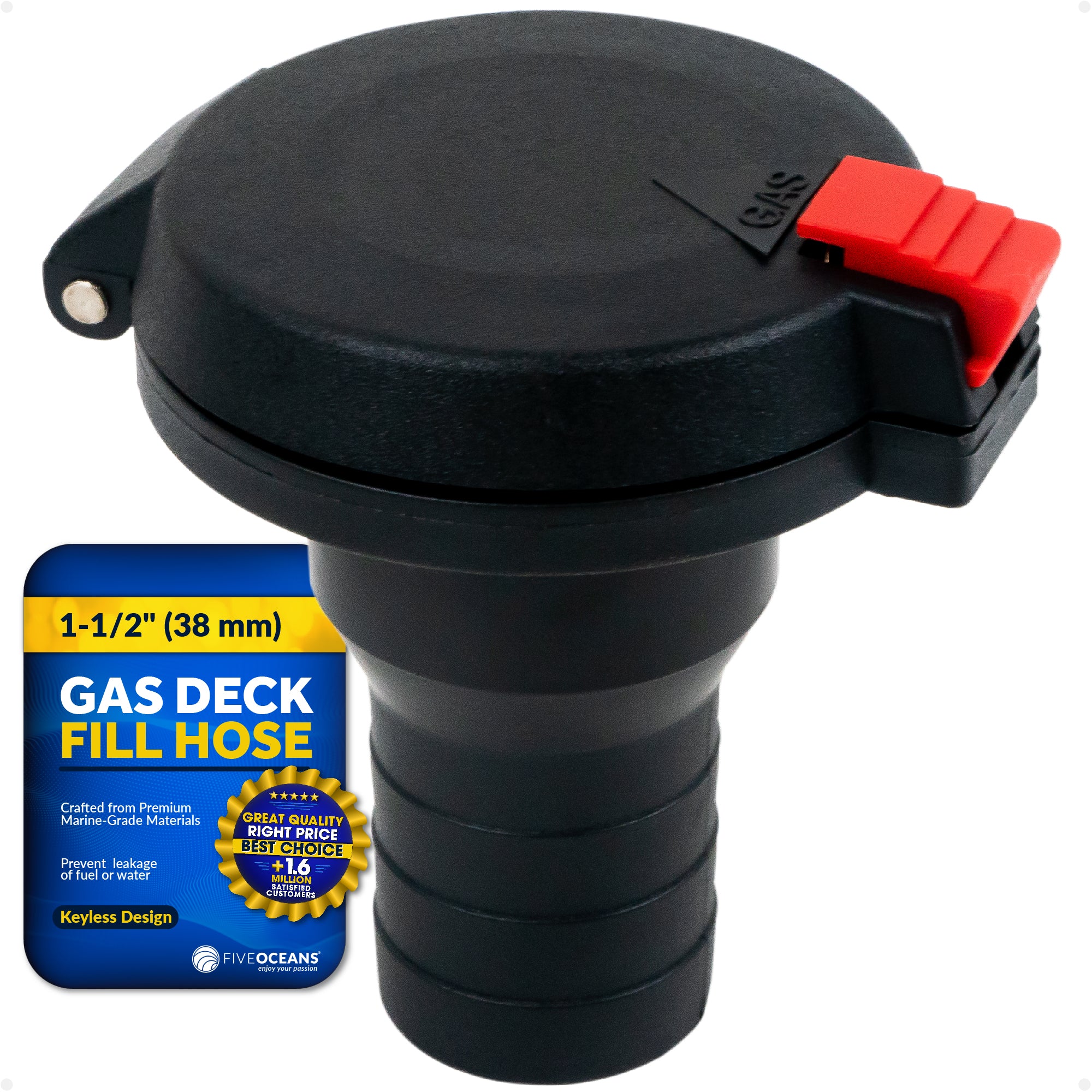 Gas Deck Fill/Filler, 1-1/2" Hose - FO1797 - Five Oceans