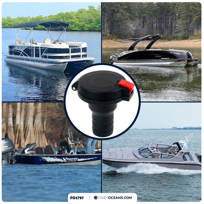 Gas Deck Fill, 1-1/2" I.D. Hose, Black - FO1797 - Five Oceans