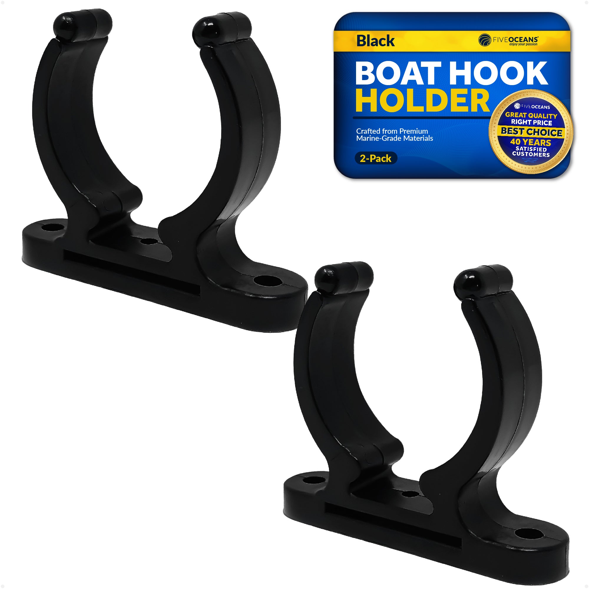 Boat Hook Holder, Up to 1-1/2" Tube Diameter - 2-Pack - FO1843-M2 - Five Oceans