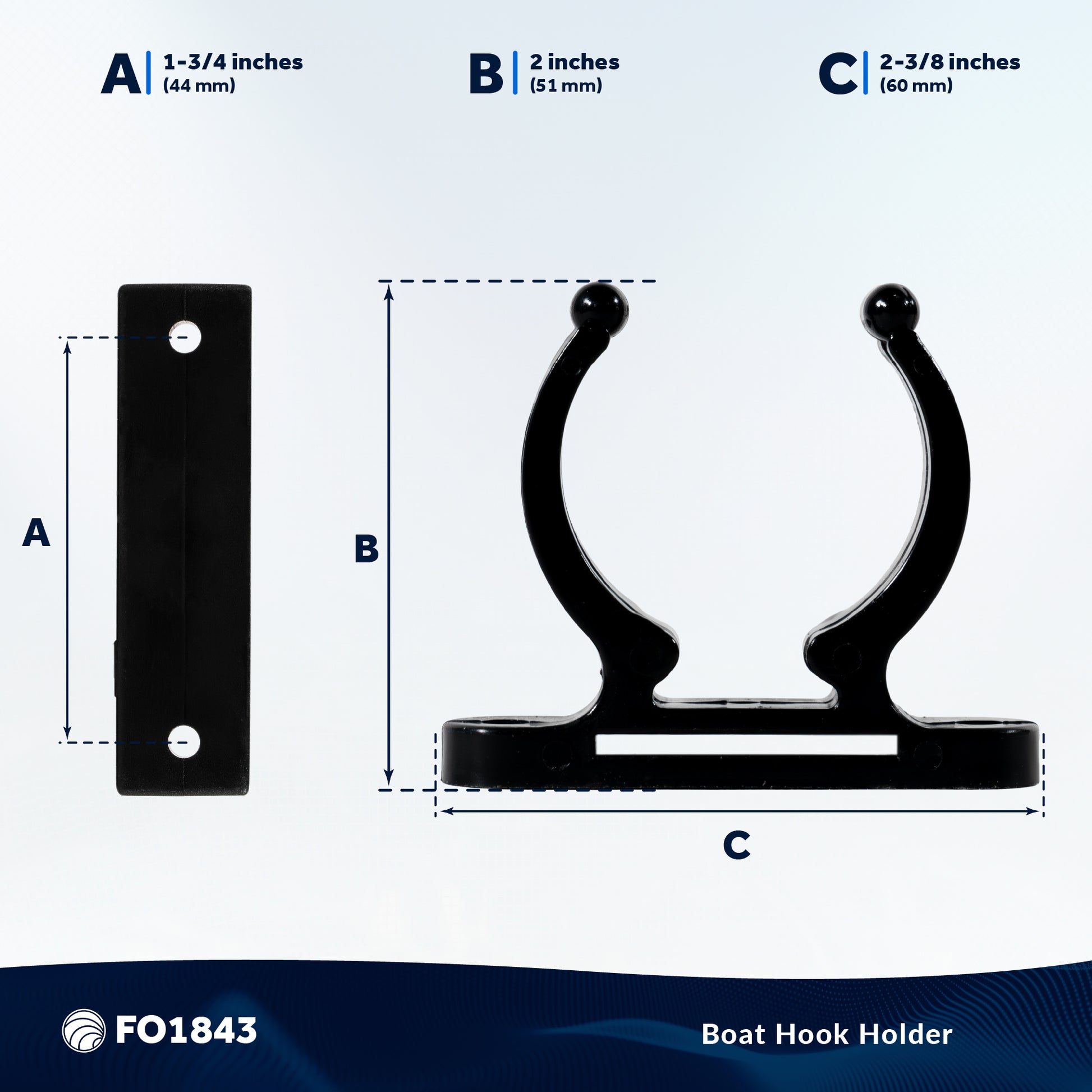 Boat Hook Holder, Up to 1-1/2" Tube Diameter - FO1843 - Five Oceans