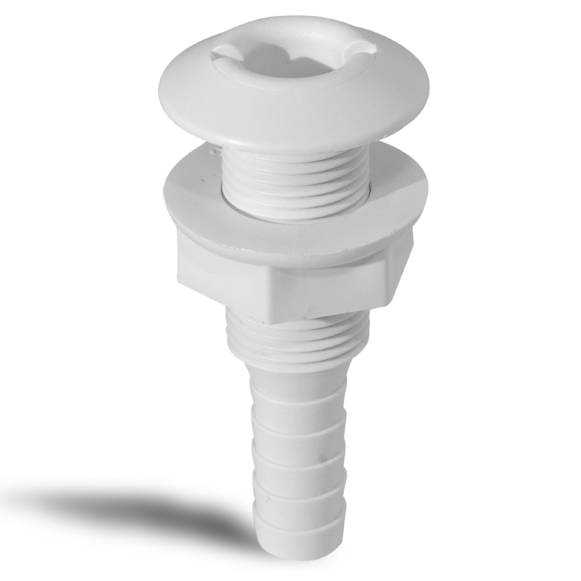 Straight Thru-Hull Fitting Connection, 1/2", White - FO1866 - Five Oceans
