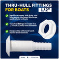 1/2" Thru-Hull Fitting, White Nylon – FO1866 - Five Oceans
