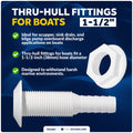 1-1/2" Thru-Hull Fittings for Boat, White - FO1867 - Five Oceans