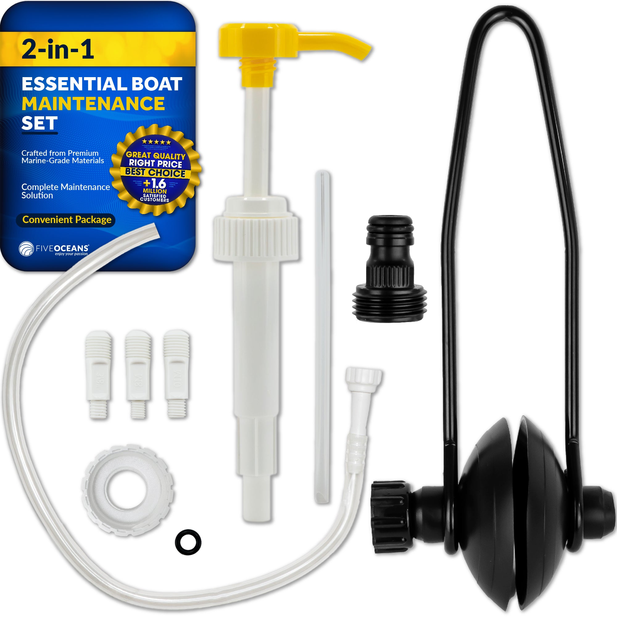 Universal Outboard Motor Flusher Round Muffs & Gear Oil Pump Set - FO1871-4770 - Five Oceans