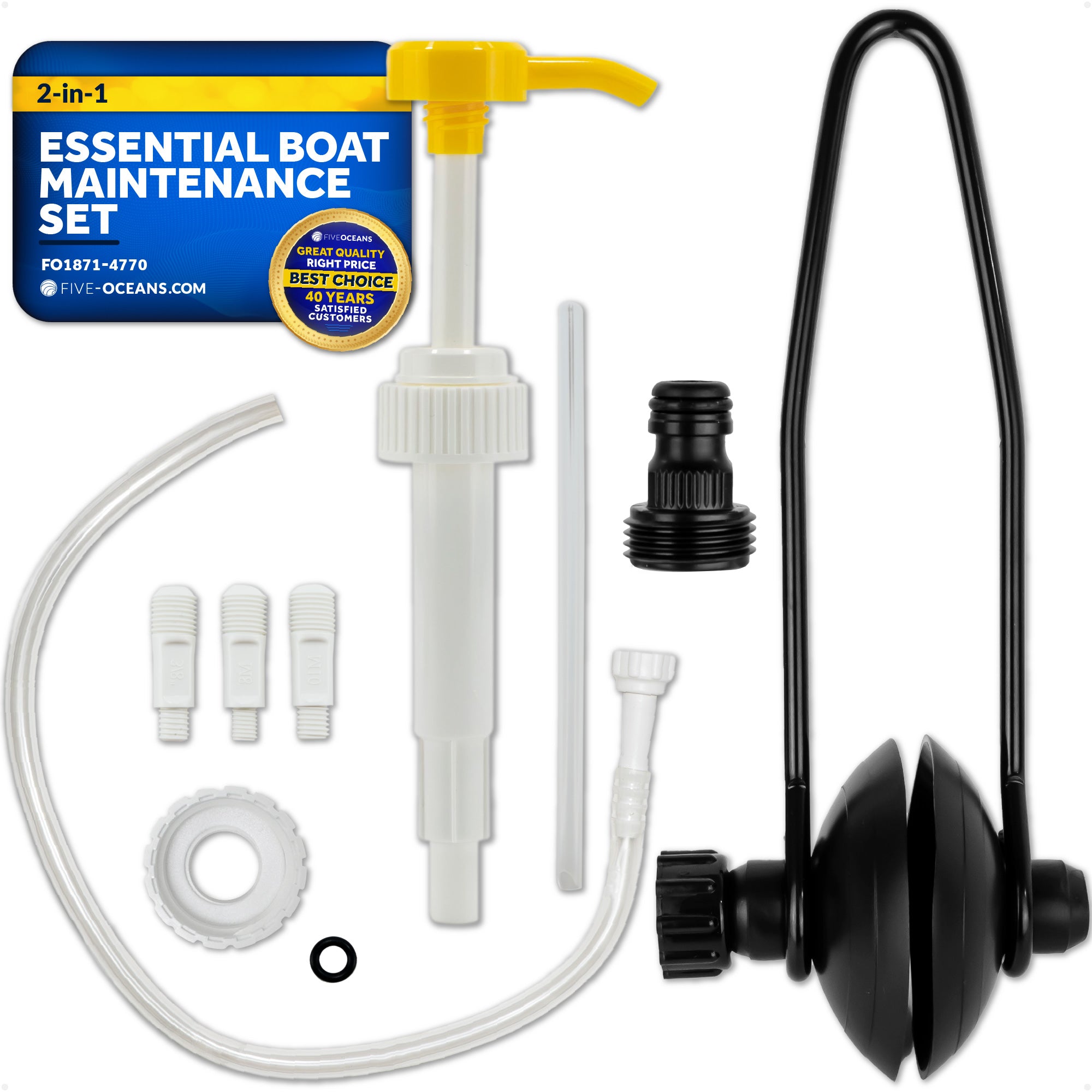 Universal Outboard Motor Flusher Round Muffs & Gear Oil Pump Set - FO1871-4770 - Five Oceans