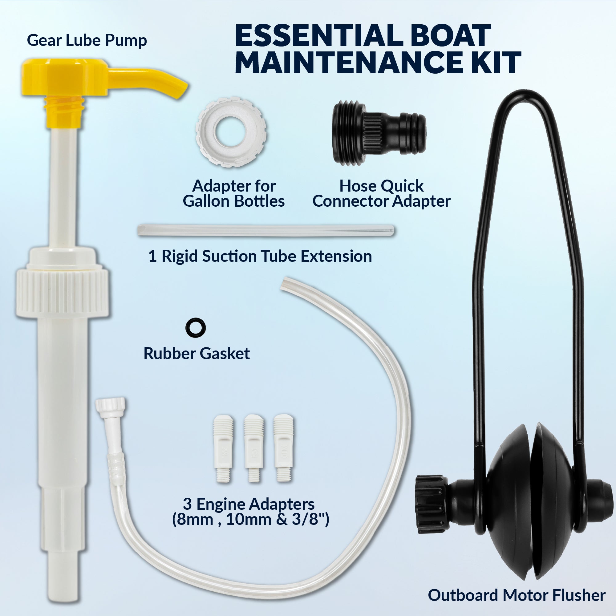 Universal Outboard Motor Flusher Round Muffs & Gear Oil Pump Set - FO1871-4770 - Five Oceans