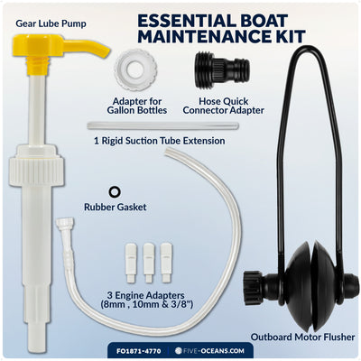 Universal Outboard Motor Flusher Round Muffs & Gear Oil Pump Kit - FO1871-4770 - Five Oceans