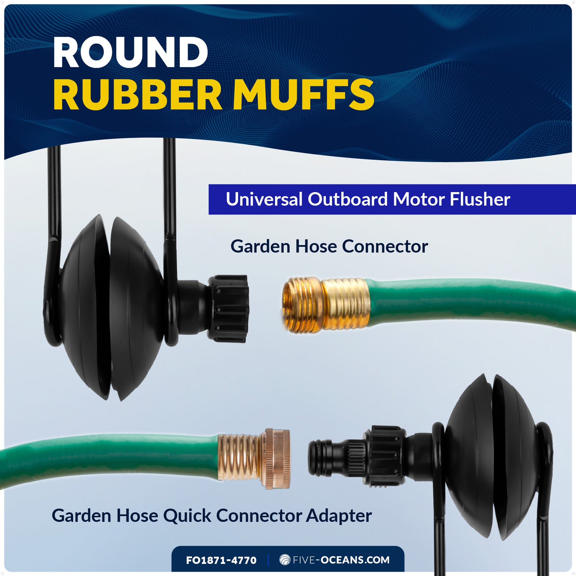 Universal Outboard Motor Flusher Round Muffs & Gear Oil Pump Set - FO1871-4770 - Five Oceans