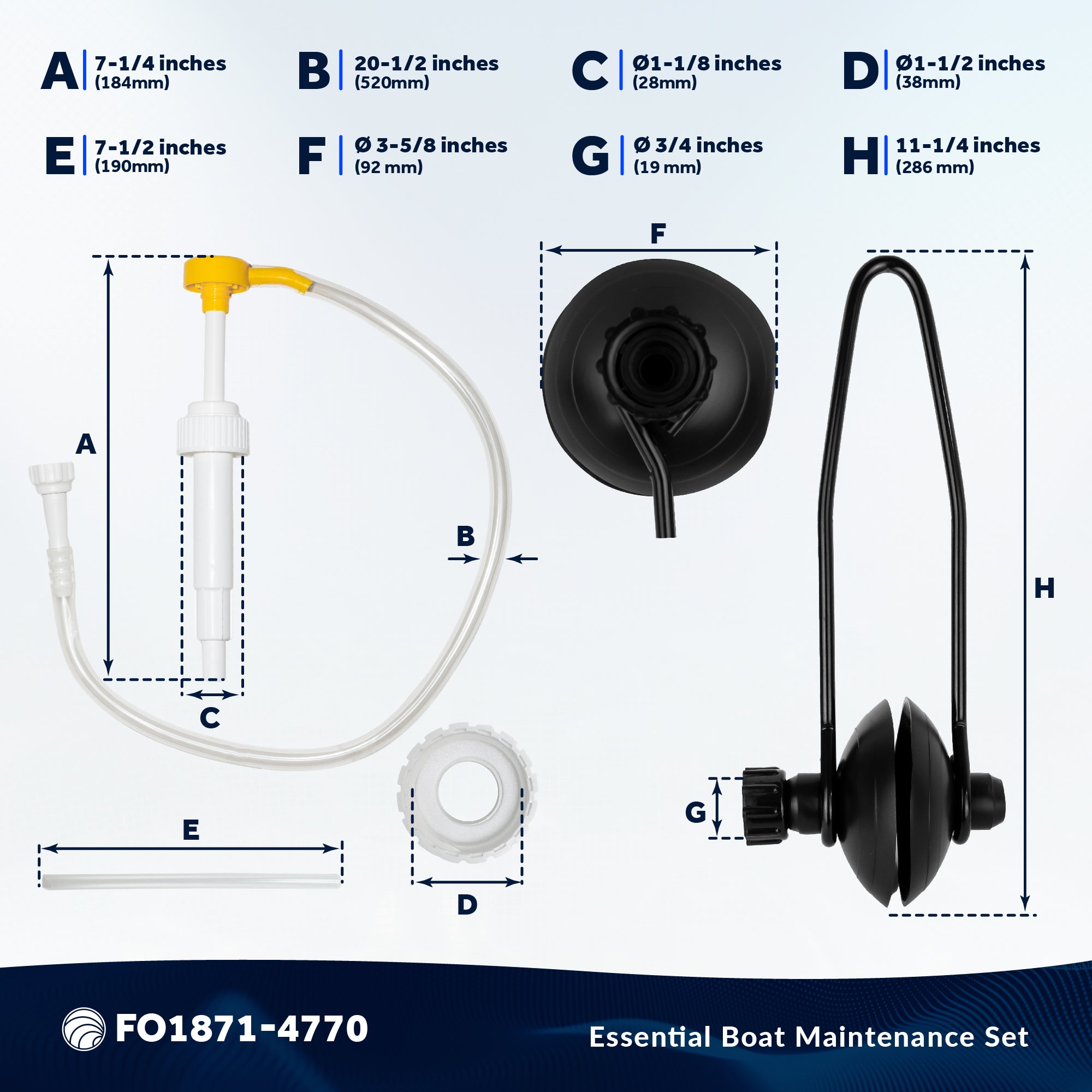 Universal Outboard Motor Flusher Round Muffs & Gear Oil Pump Set - FO1871-4770 - Five Oceans