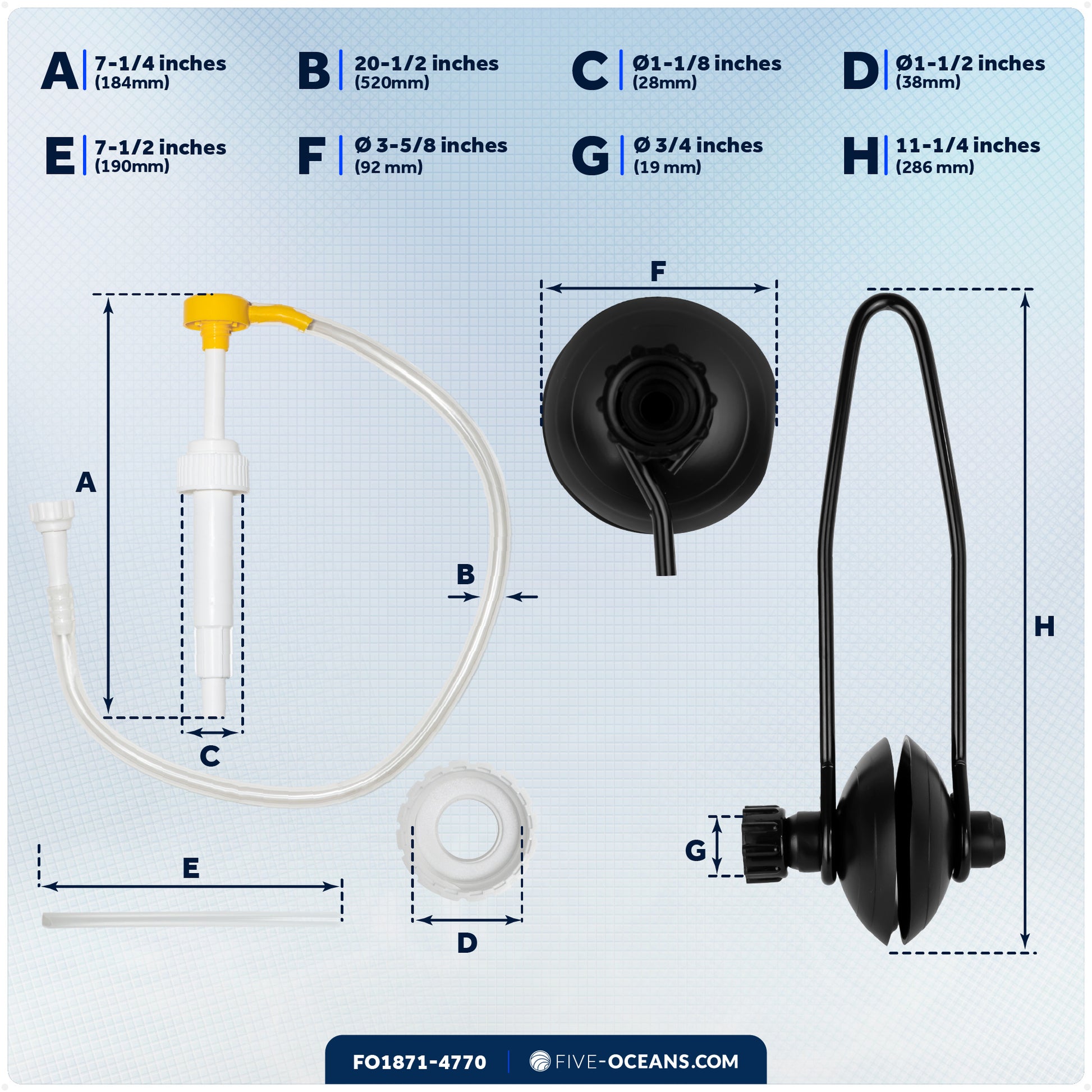 Universal Outboard Motor Flusher Round Muffs & Gear Oil Pump Set - FO1871-4770 - Five Oceans