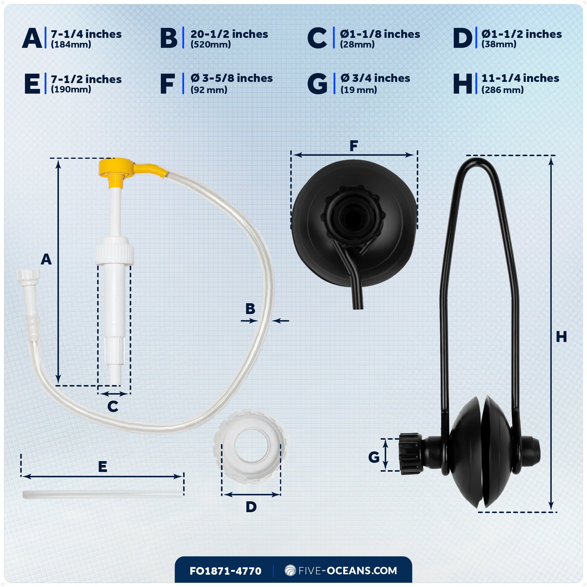 Universal Outboard Motor Flusher Round Muffs & Gear Oil Pump Set - FO1871-4770 - Five Oceans