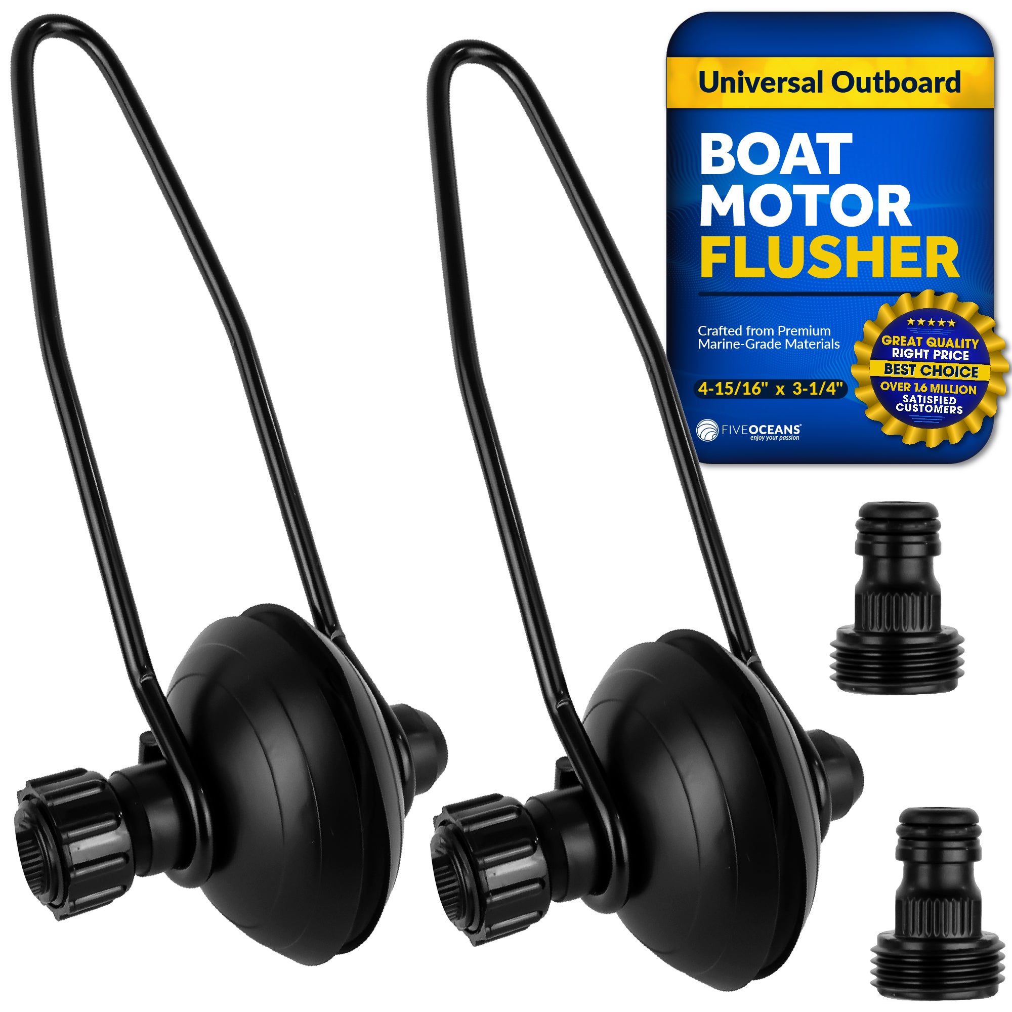 Universal Outboard Motor Flusher, Round Muffs- 2-Pack - FO1871-M2 - Five Oceans