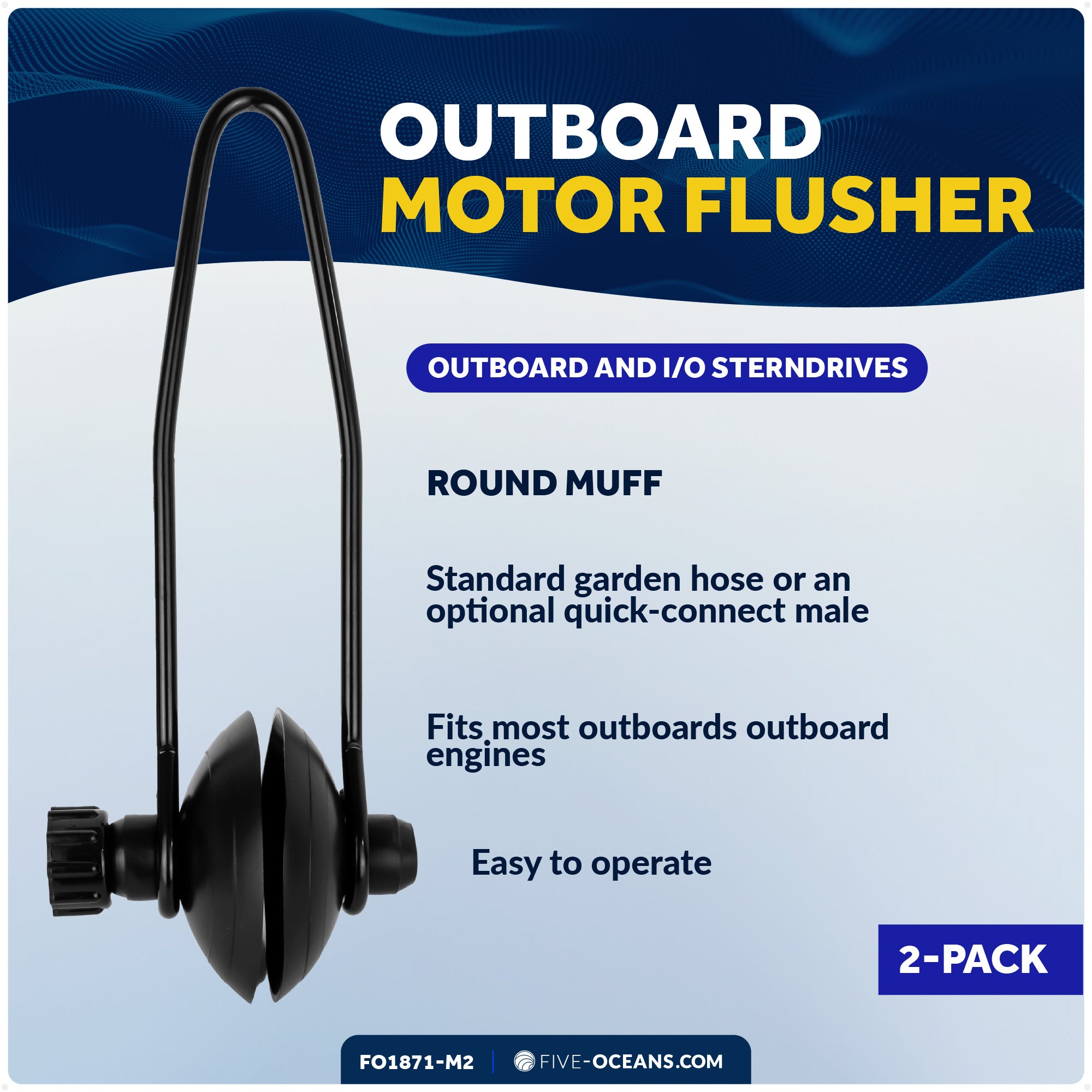 Universal Outboard Motor Flusher, Round Muffs- 2-Pack - FO1871-M2 - Five Oceans