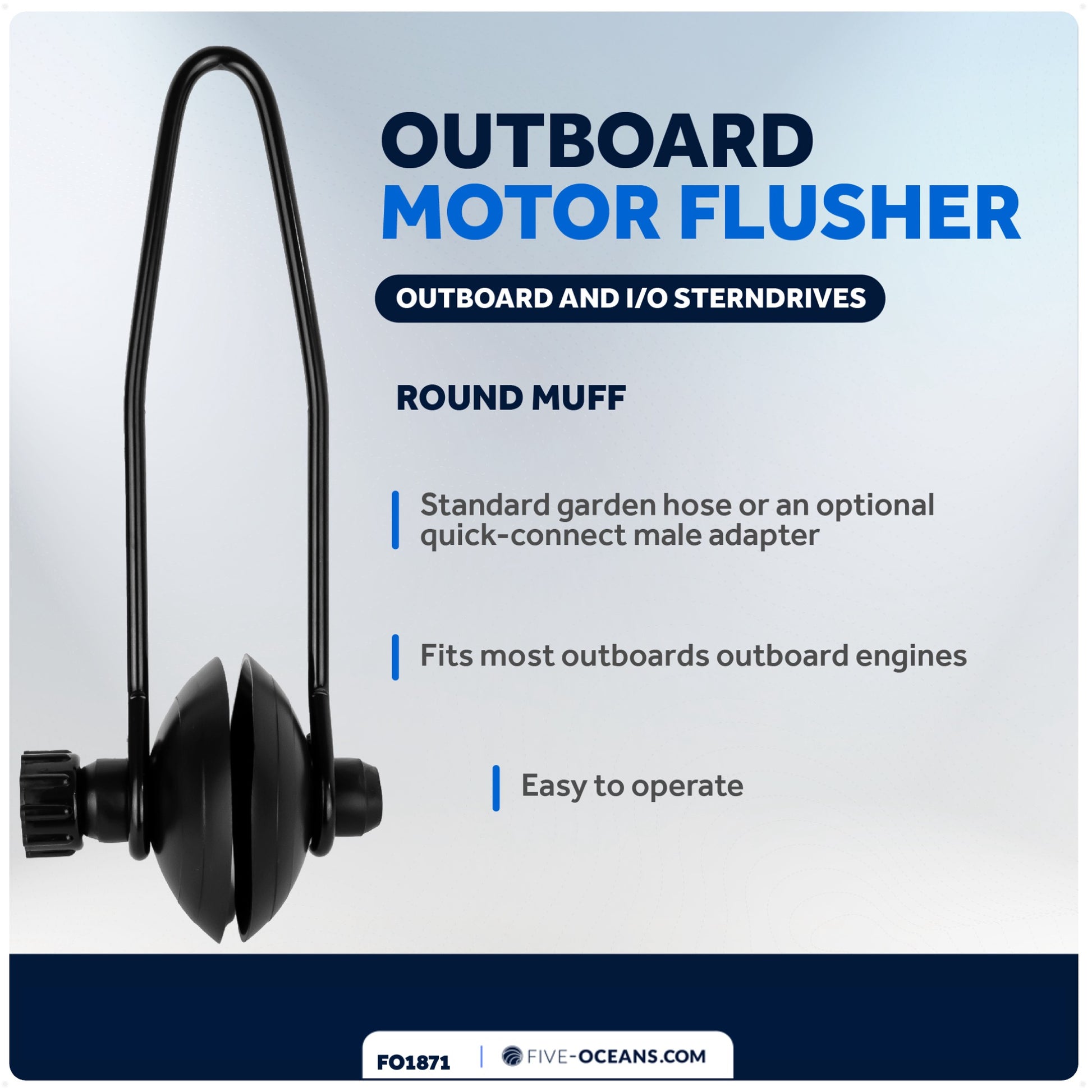 Universal Outboard Motor Flusher, Round Muffs - FO1871 - Five Oceans