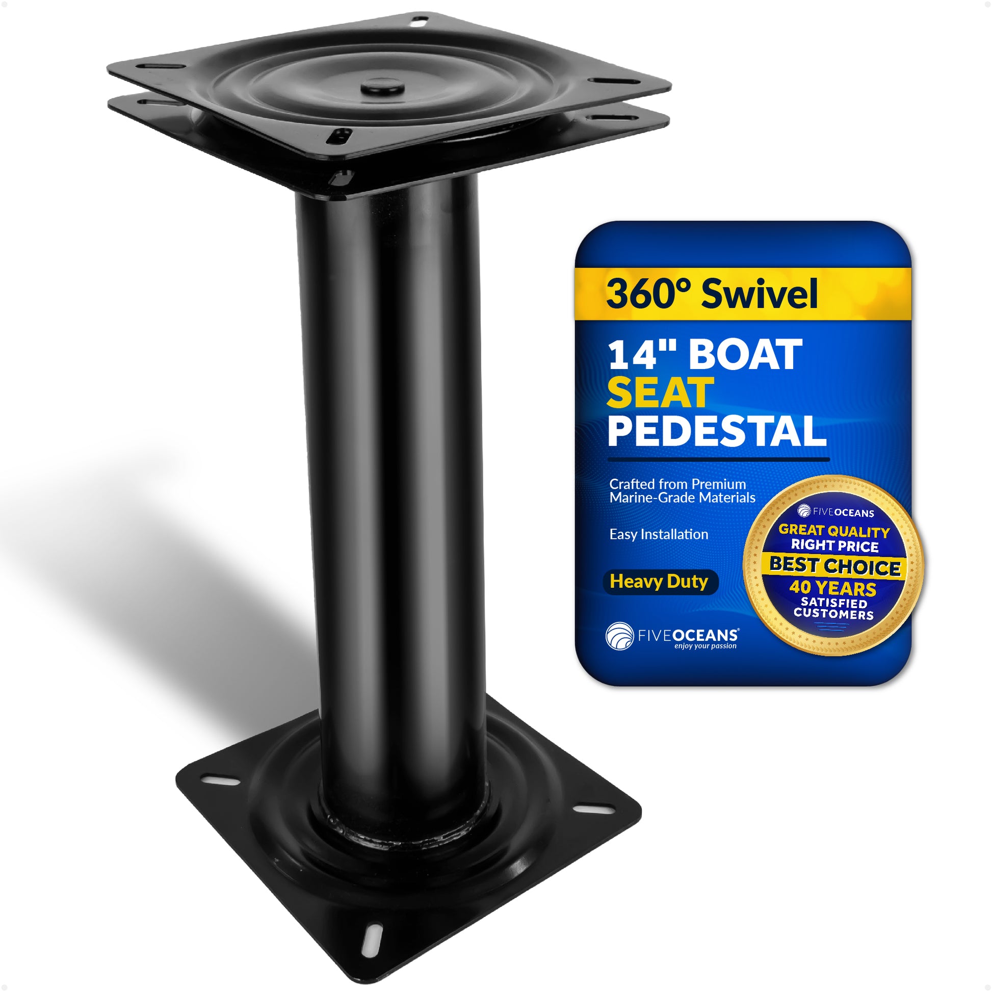 14" Seat Fixed Pedestal with 360 Degree Swivel - FO1872 - Five Oceans