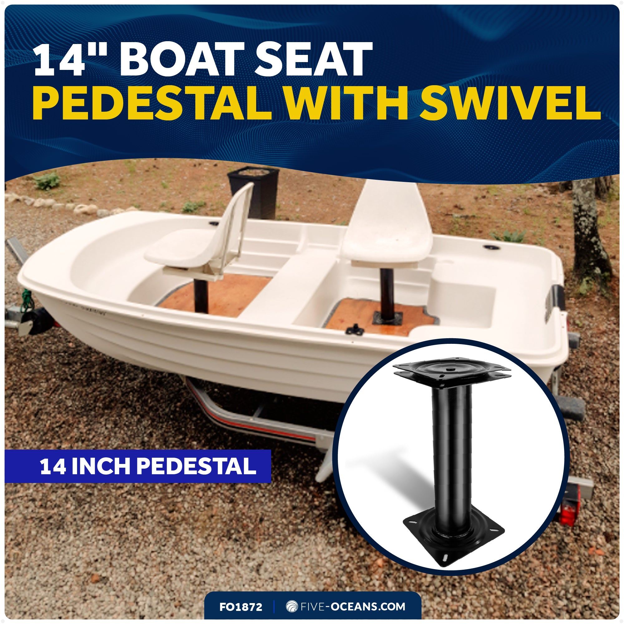 14" Seat Fixed Pedestal with 360 Degree Swivel - FO1872