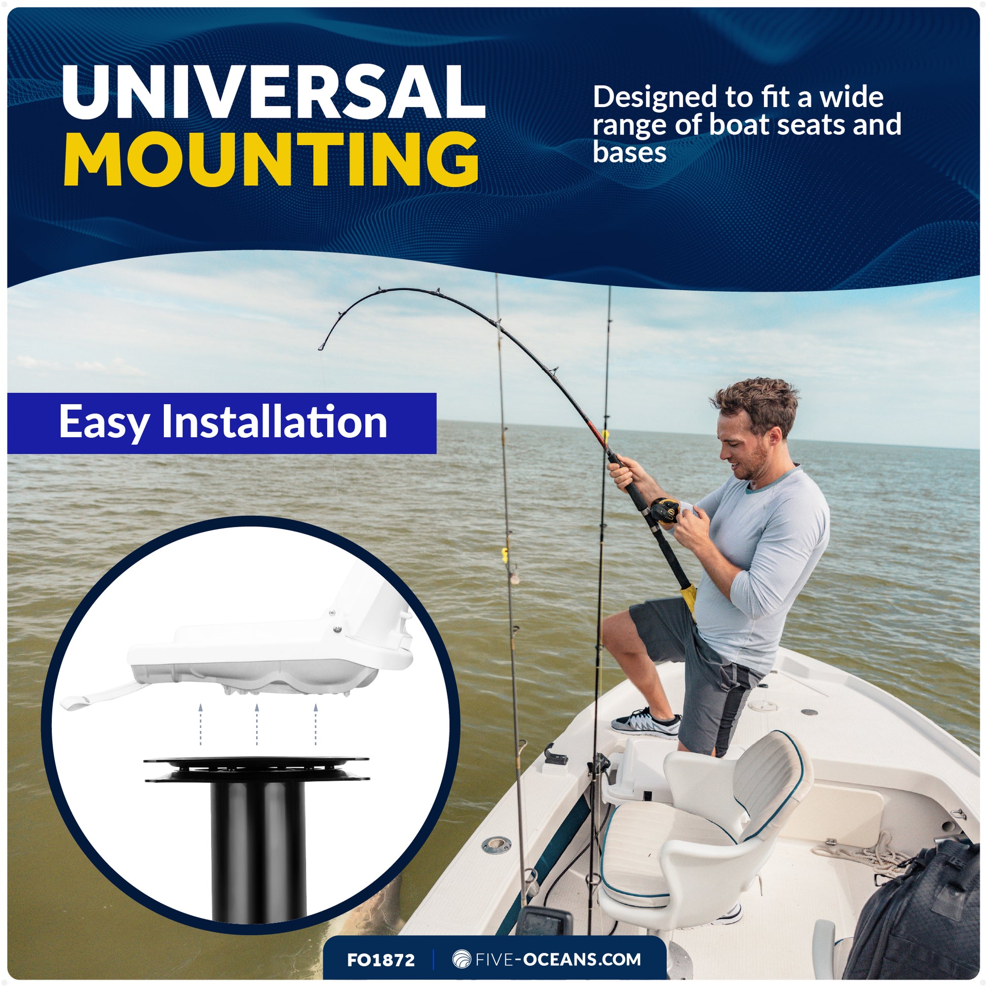 14" Seat Fixed Pedestal with 360 Degree Swivel - FO1872 - Five Oceans