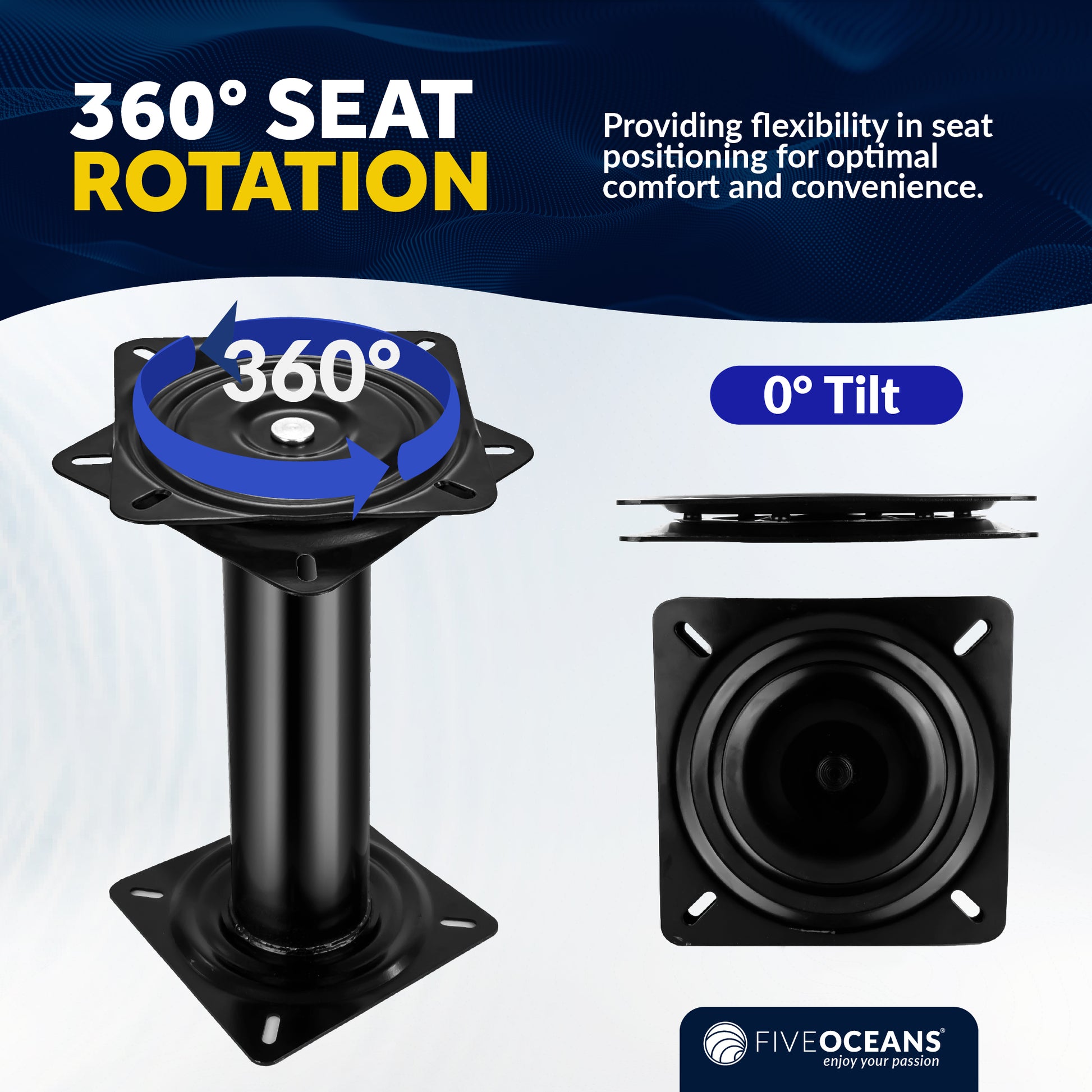 14" Seat Fixed Pedestal with 360 Degree Swivel - FO1872 - Five Oceans
