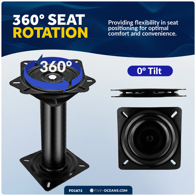 Seat Pedestal with Swivel, Fixed Height 14", Black EDC Steel - FO1872 - Five Oceans