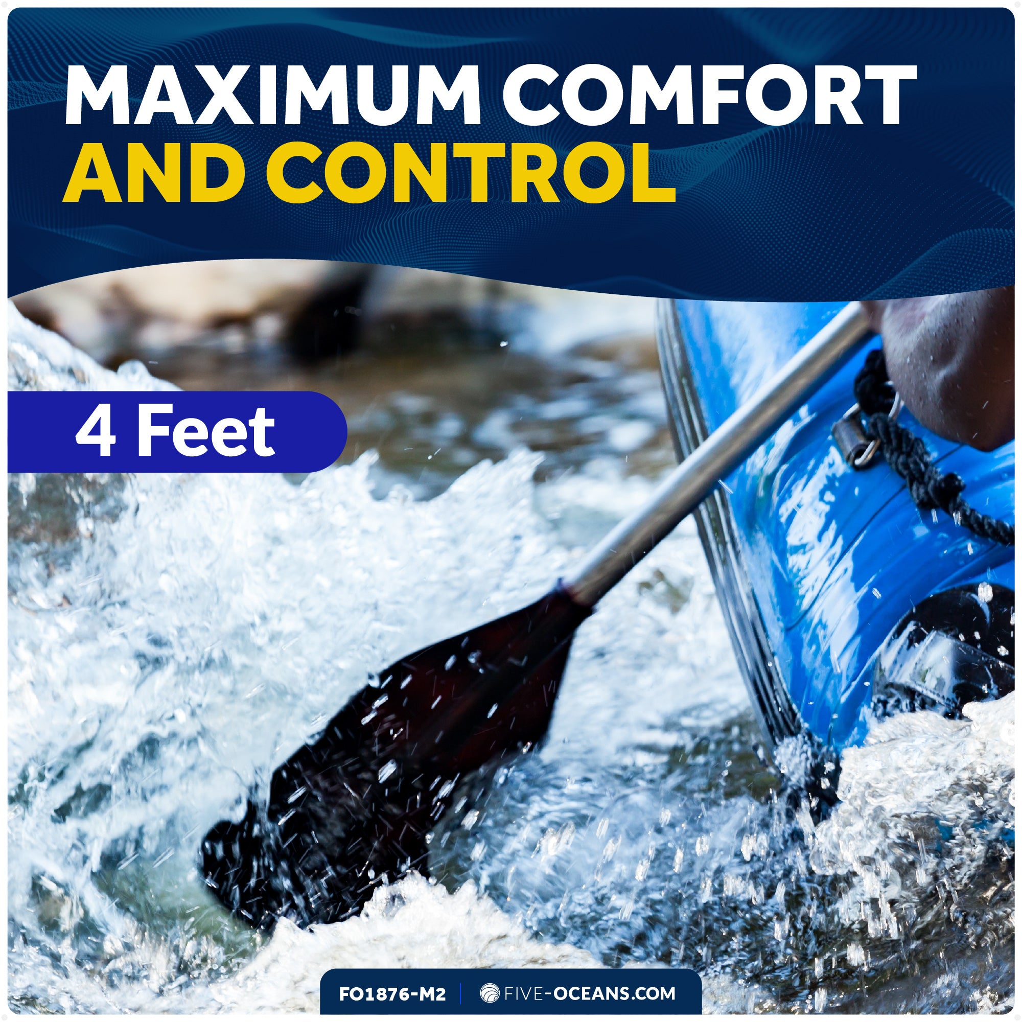 Canoe Paddle and Boat Hook, 4Ft - 2-Pack - FO1876-M2 - Five Oceans