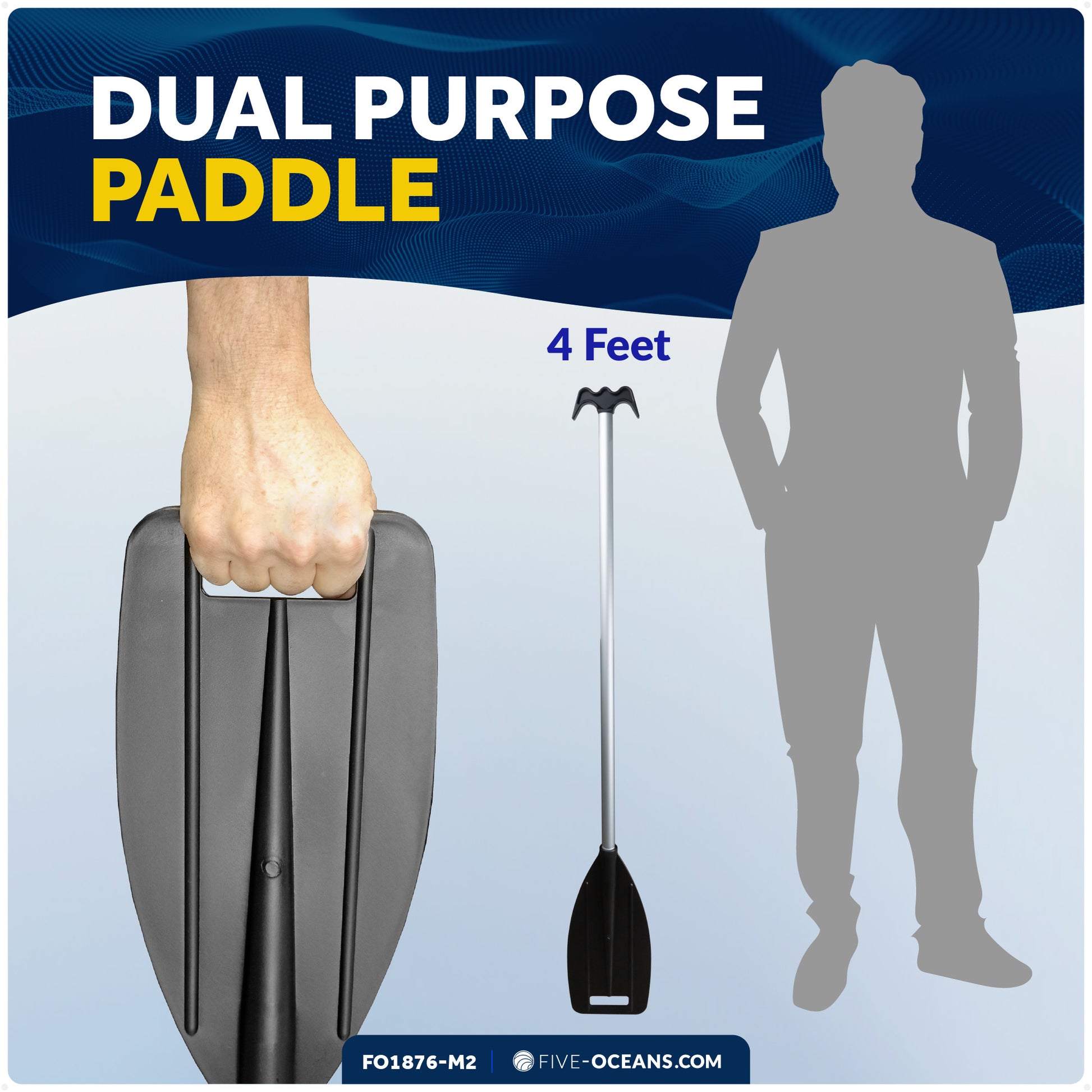 Canoe Paddle and Boat Hook, 4Ft - 2-Pack - FO1876-M2 - Five Oceans