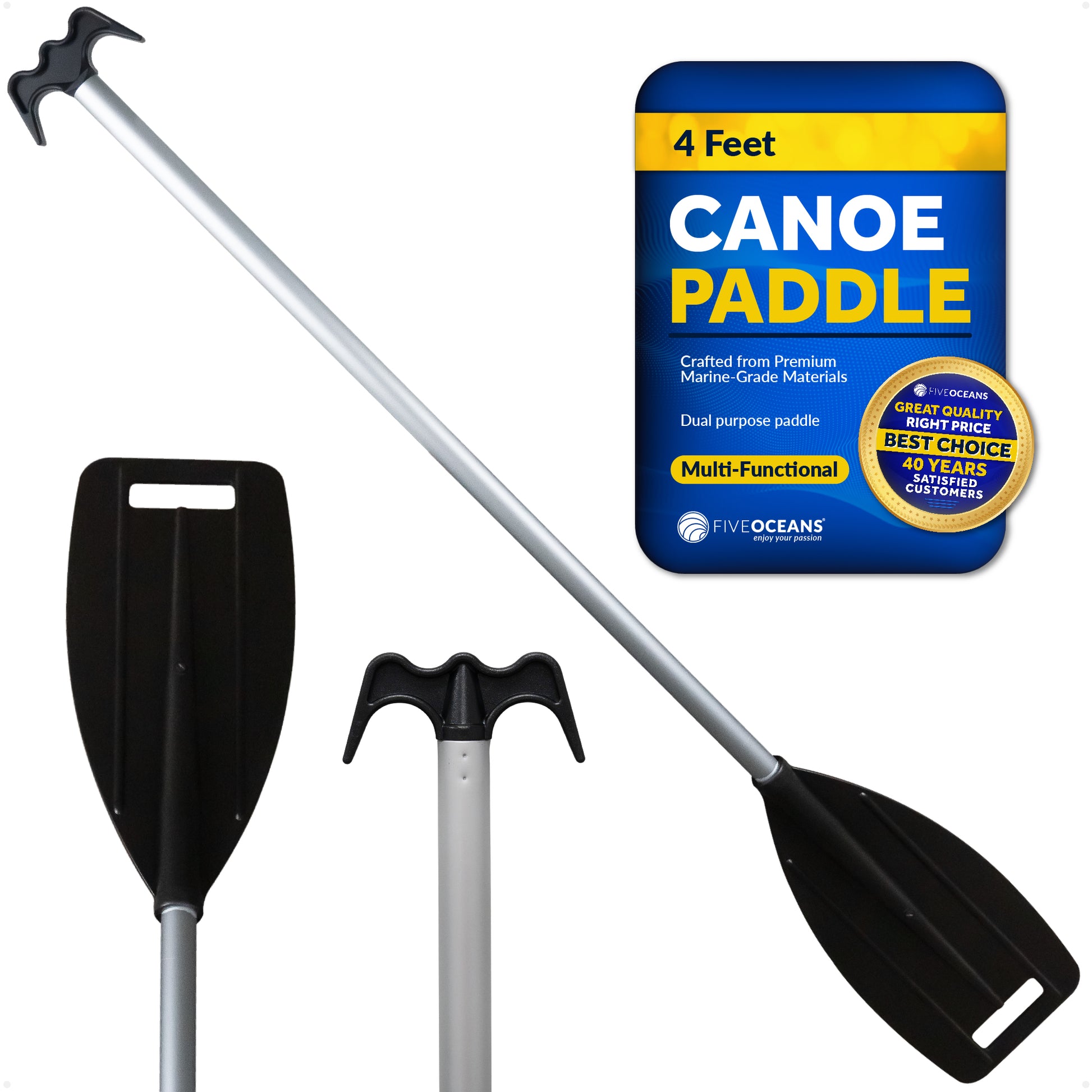 Canoe Paddle and Boat Hook, 4Ft - FO1876 - Five Oceans