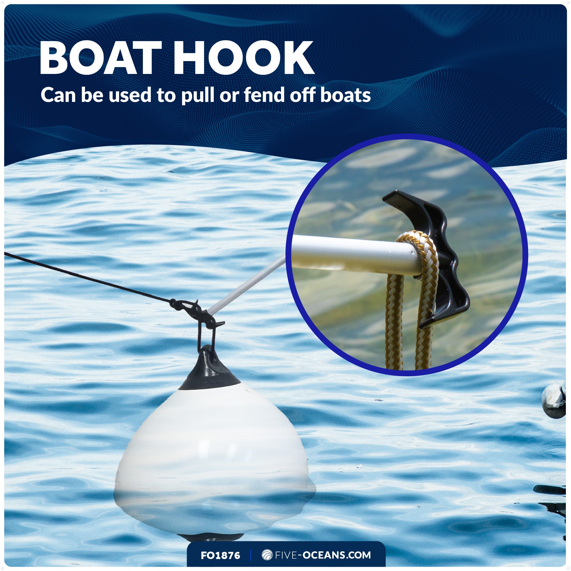 Canoe Paddle and Boat Hook, 4Ft - FO1876 - Five Oceans