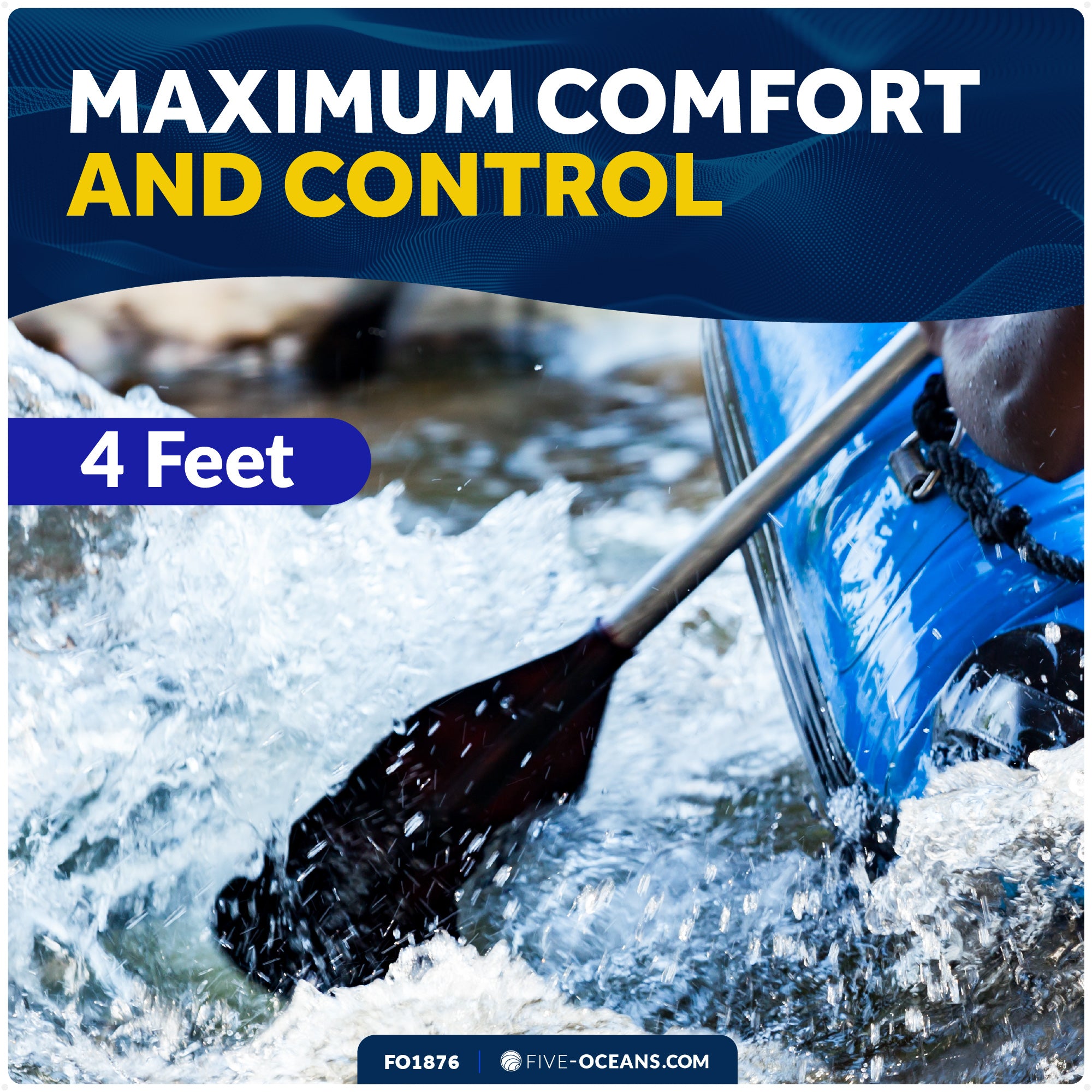 Canoe Paddle and Boat Hook, 4Ft - FO1876 - Five Oceans