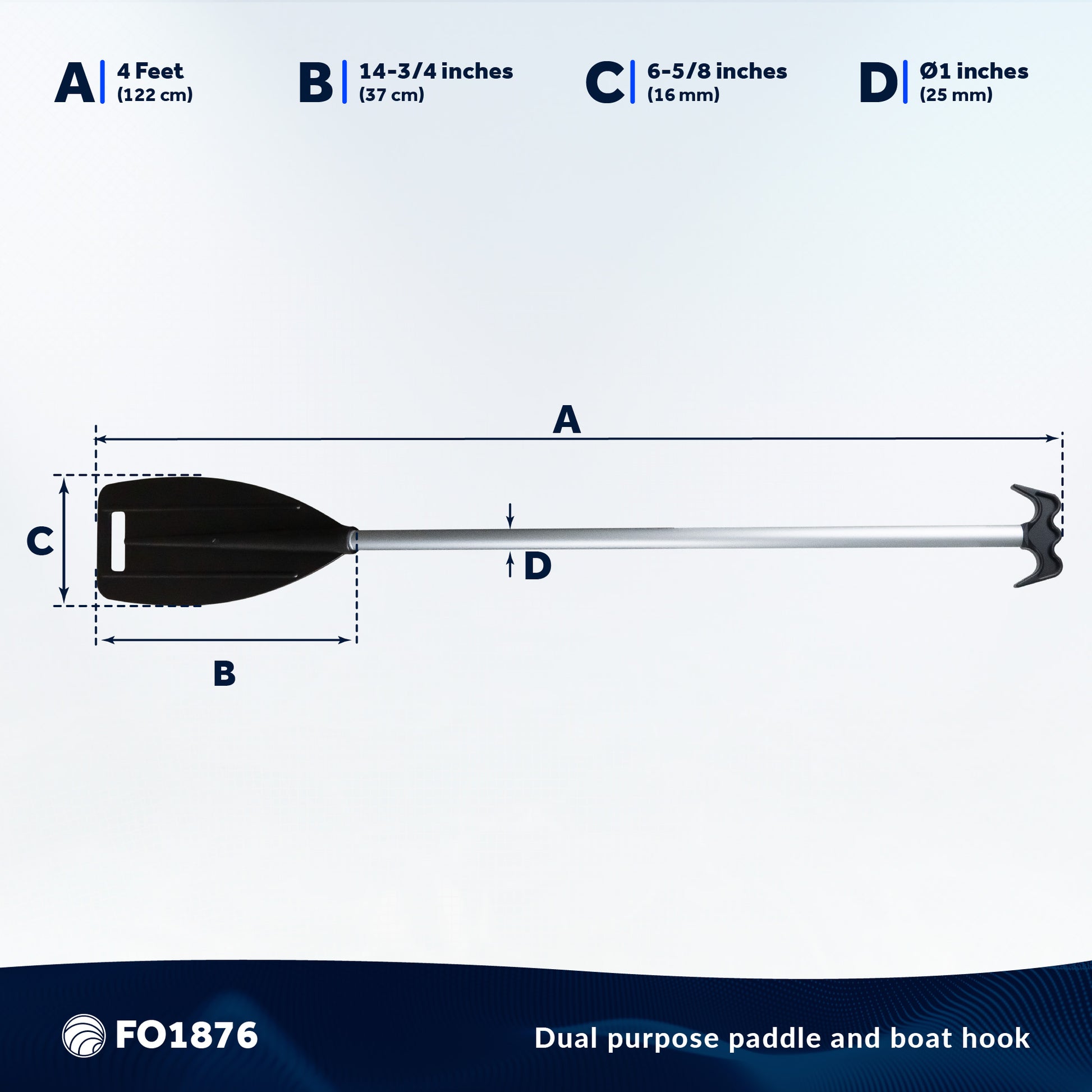 Canoe Paddle and Boat Hook, 4Ft - FO1876 - Five Oceans