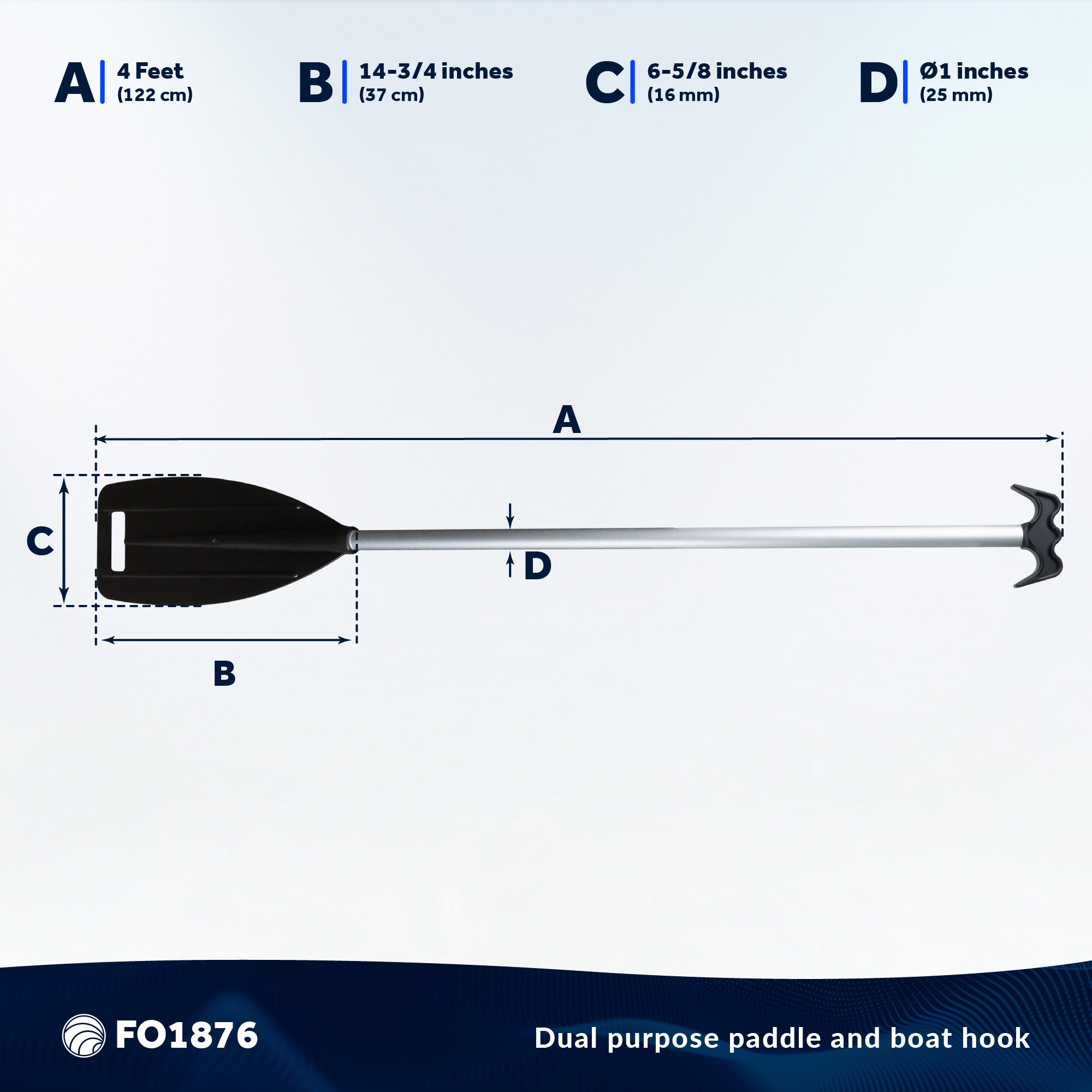 Canoe Paddle and Boat Hook, 4Ft - FO1876 - Five Oceans
