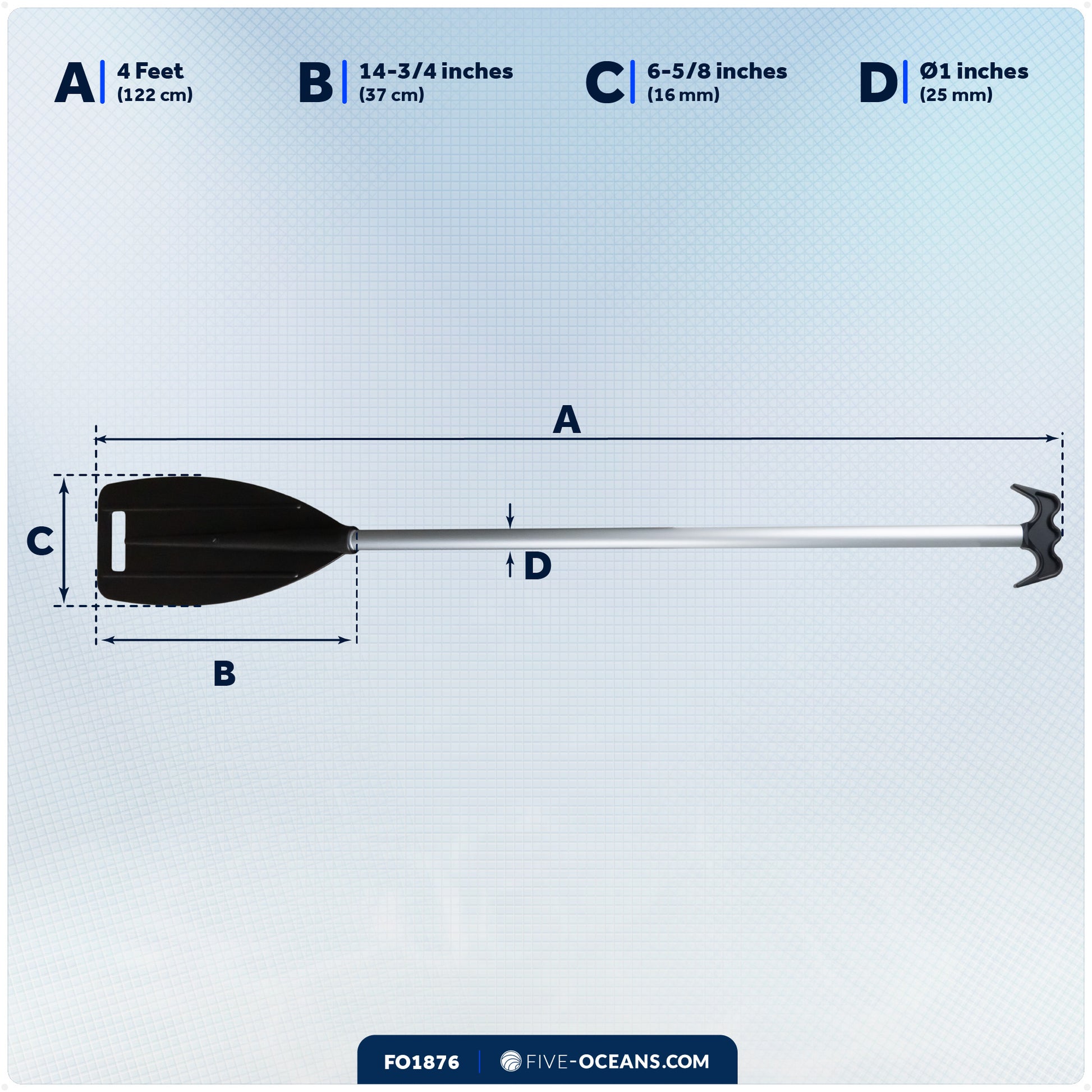 Canoe Paddle and Boat Hook, 4Ft - FO1876 - Five Oceans