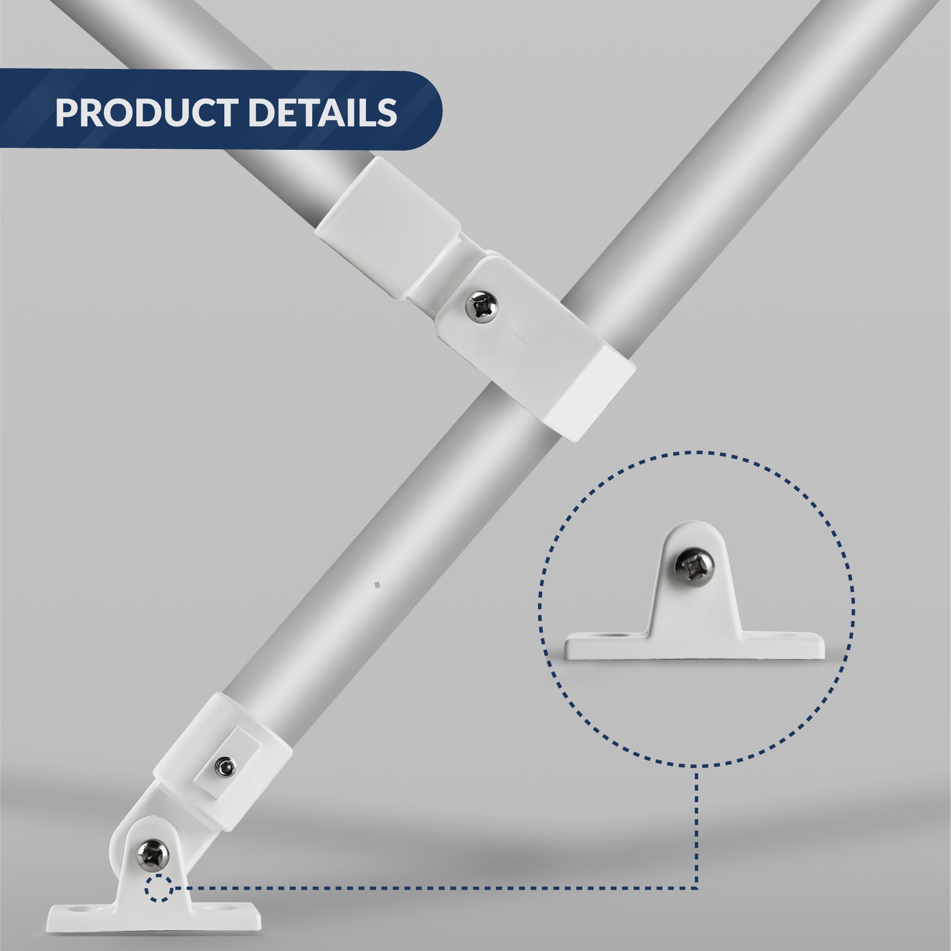 90 Degree Deck Hinge with Screw Pin, White Nylon 2-Pack - FO1879-M2 - Five Oceans