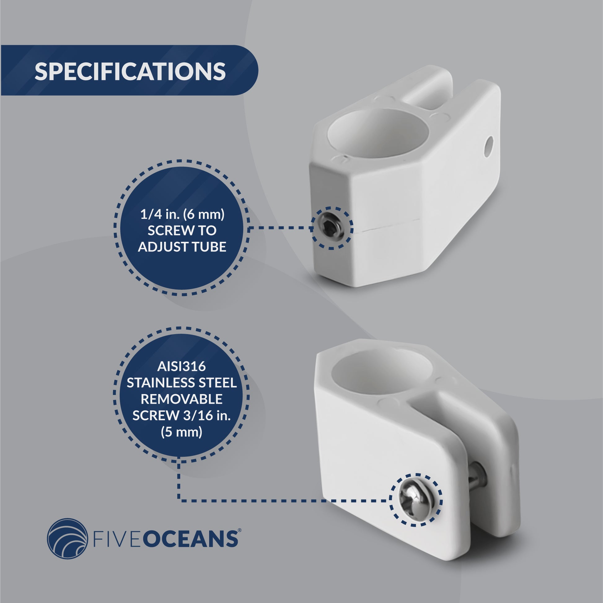 Bimini Top Hardware 7/8" Jaw Slide, White Nylon - 2-Pack - FO1880-M2 - Five Oceans