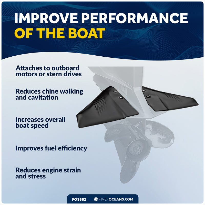 Hydrofoil for Outboard Motors Up to 200HP, Black - FO1882 - Five Oceans