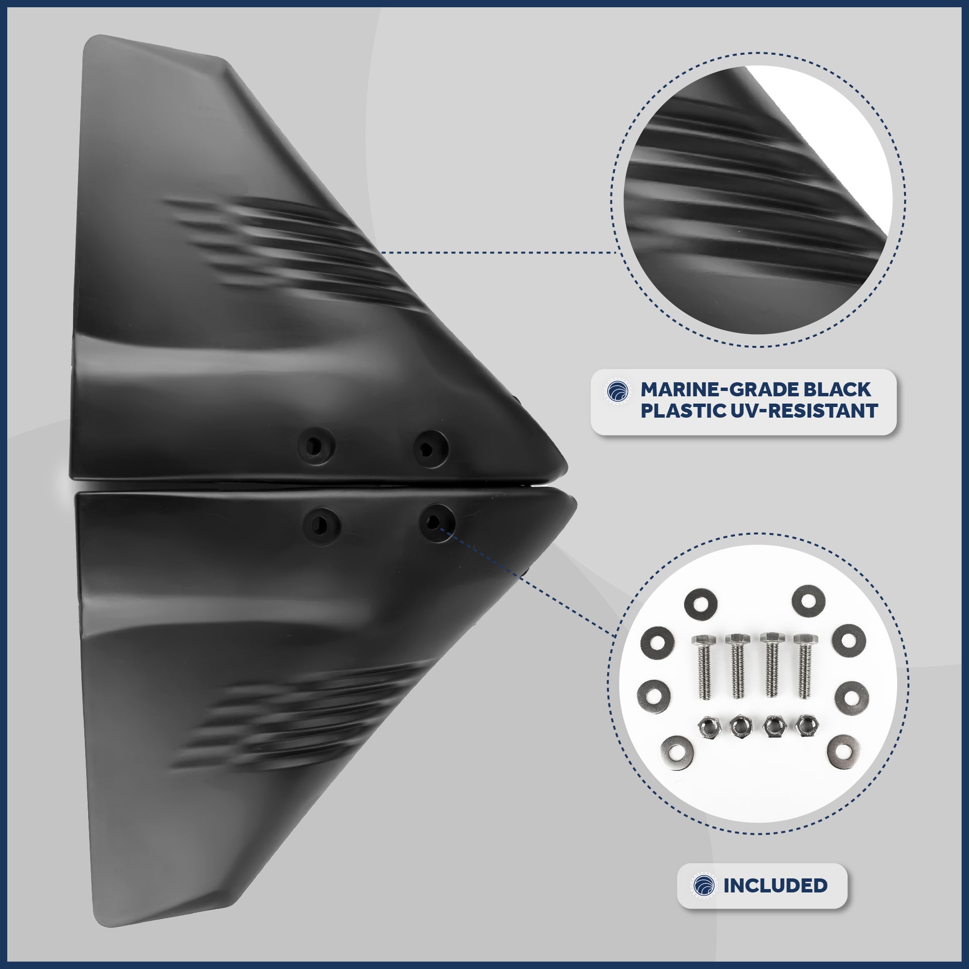 Hydrofoil for Outboards Up to 200HP, Hydro-Stabilizer, Black - FO1882 - Five Oceans