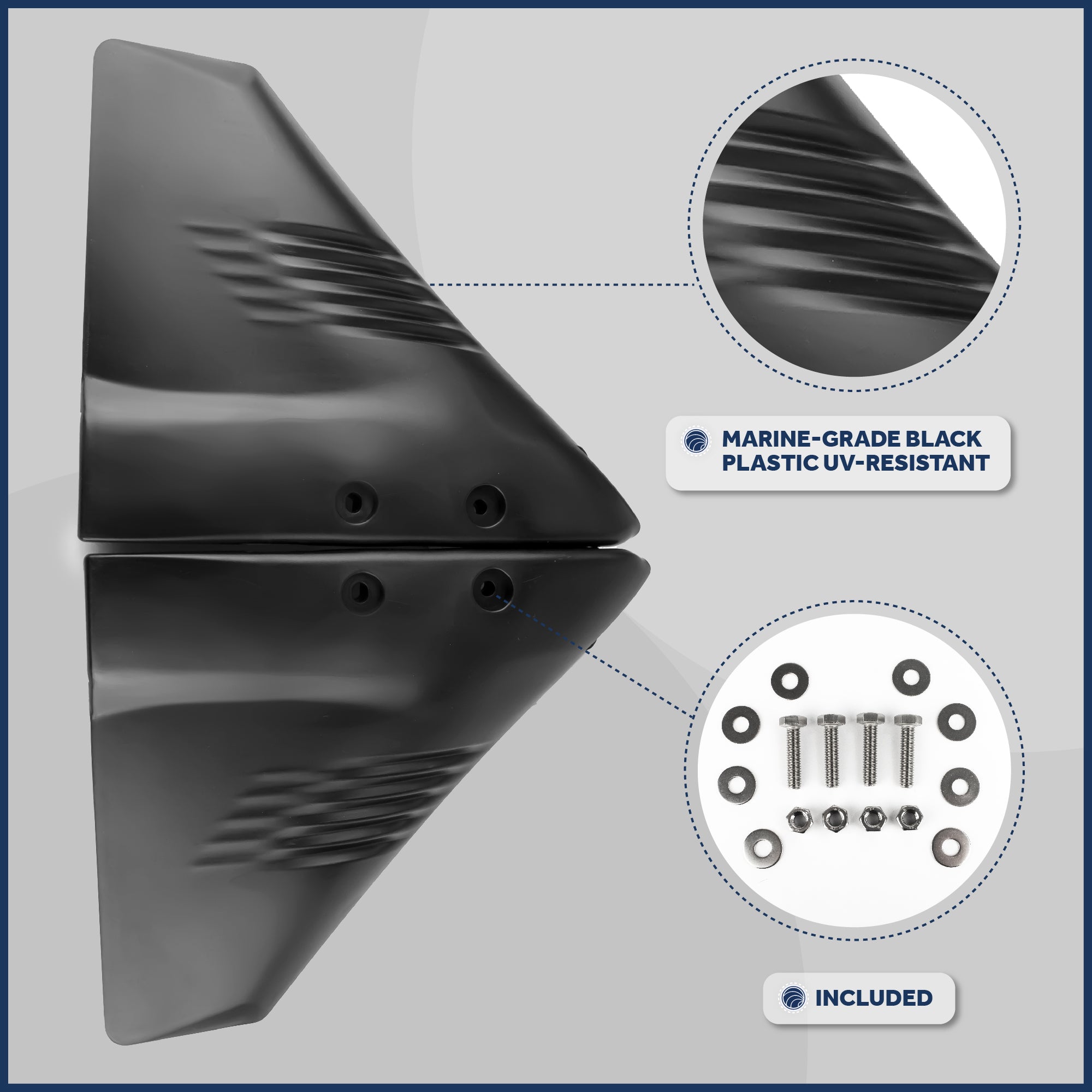 Hydrofoil for Outboards Up to 200HP, Hydro-Stabilizer, Black - FO1882 - Five Oceans