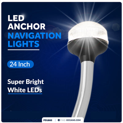 24" LED Anchor Navigation Light, Plug-In, 12V - USCG 2NM Certified - FO1883 - Five Oceans