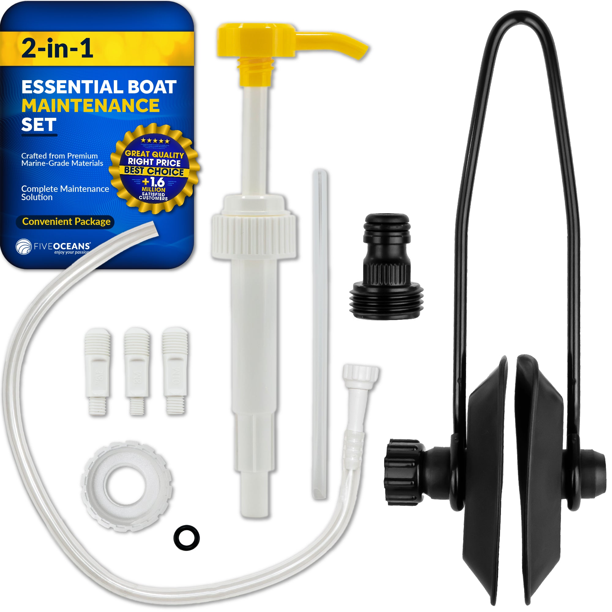 Universal Outboard Motor Flusher Rectangular Muffs & Gear Oil Pump Set - FO1884-4770 - Five Oceans