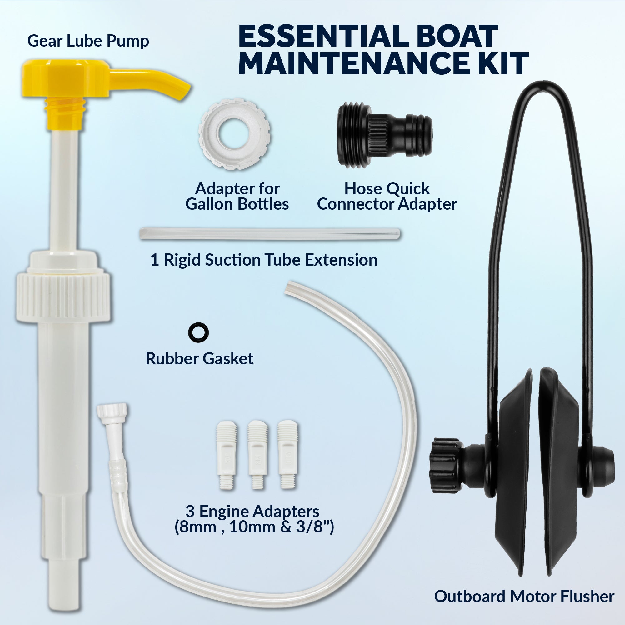 Universal Outboard Motor Flusher Rectangular Muffs & Gear Oil Pump Set - FO1884-4770 - Five Oceans