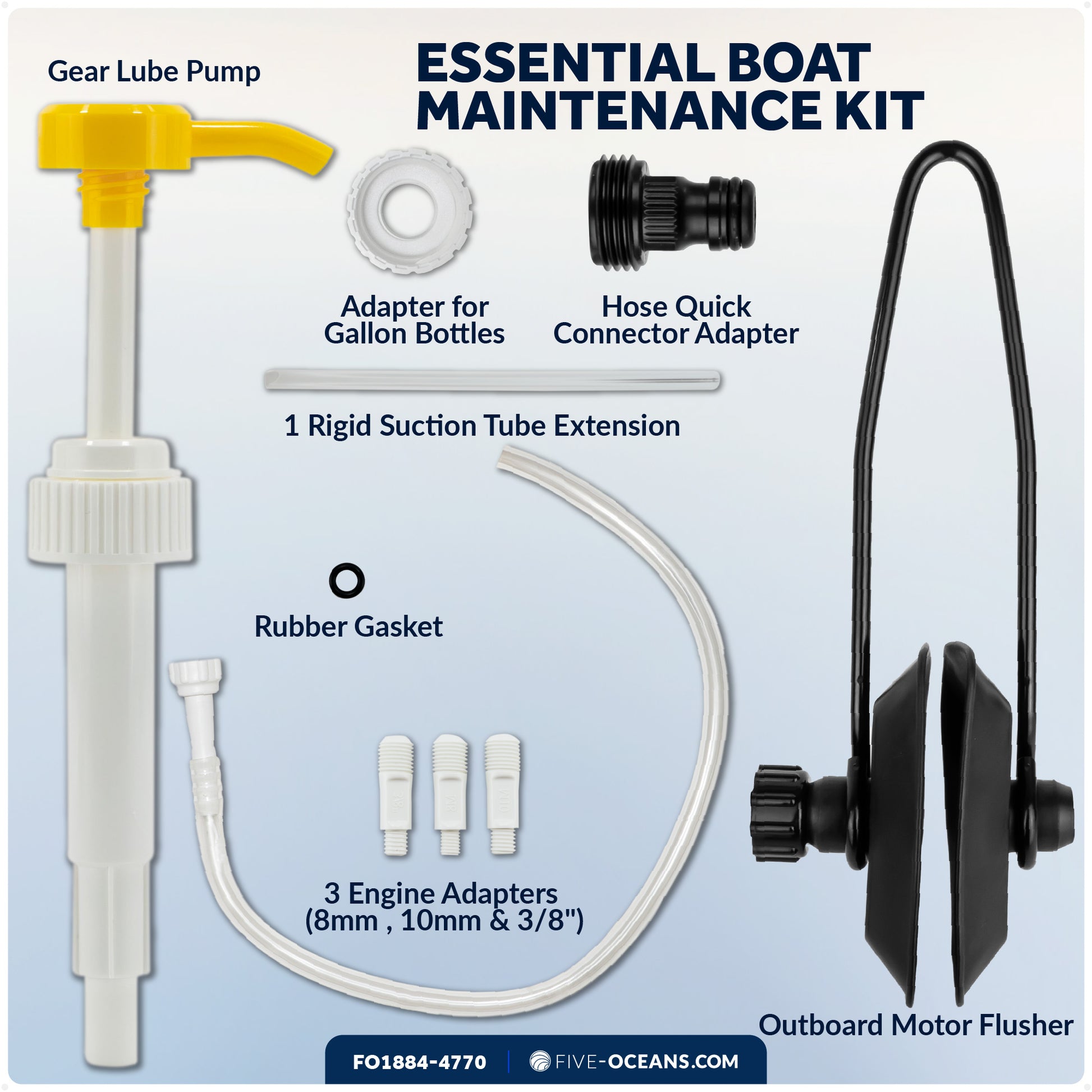 Universal Outboard Motor Flusher Rectangular Muffs & Gear Oil Pump Set - FO1884-4770 - Five Oceans