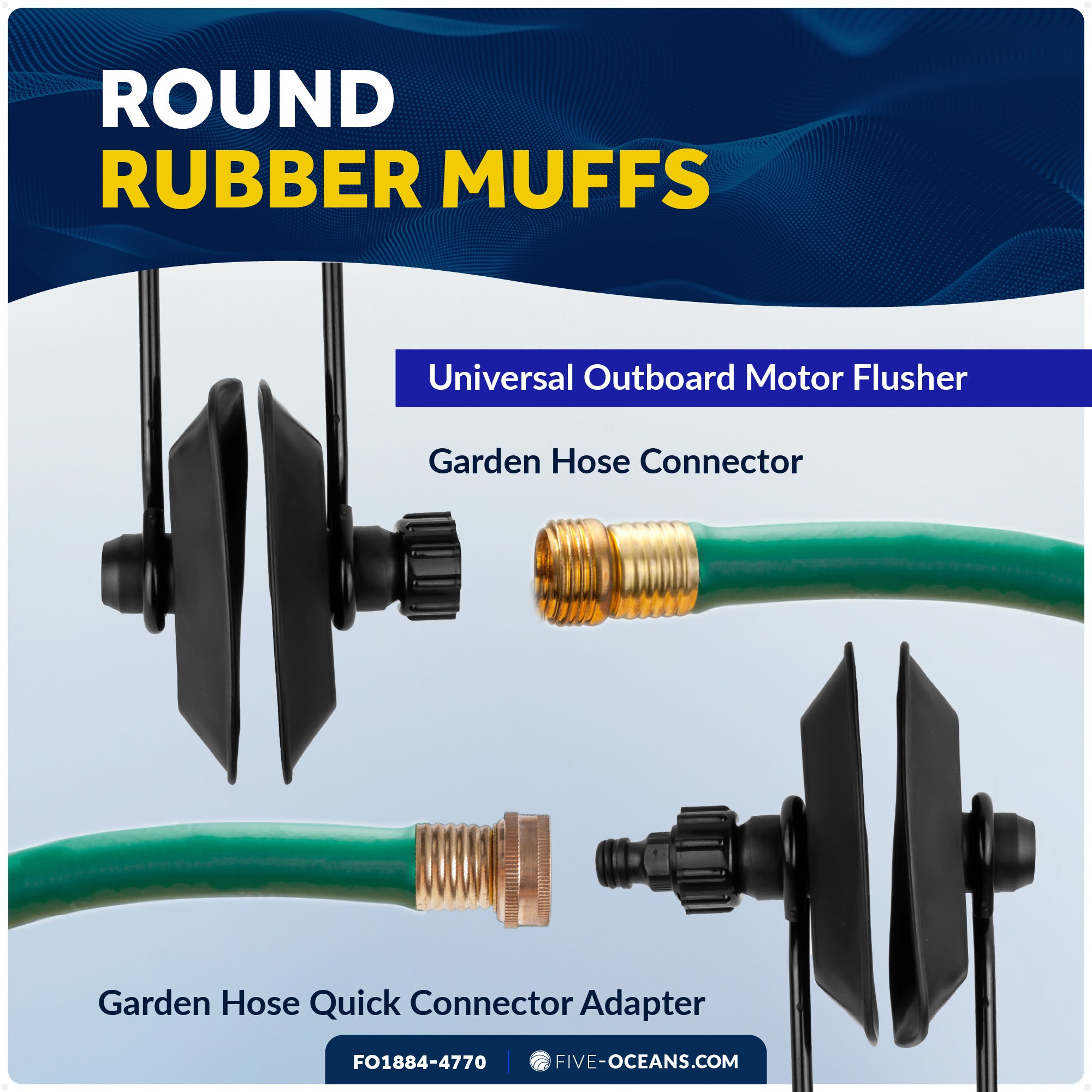 Universal Outboard Motor Flusher Rectangular Muffs & Gear Oil Pump Set - FO1884-4770 - Five Oceans