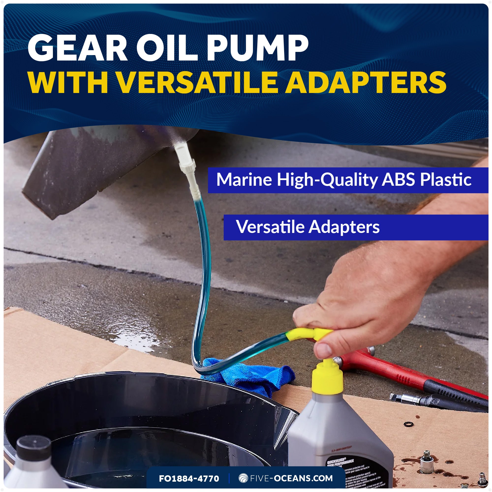 Universal Outboard Motor Flusher Rectangular Muffs & Gear Oil Pump Set - FO1884-4770 - Five Oceans